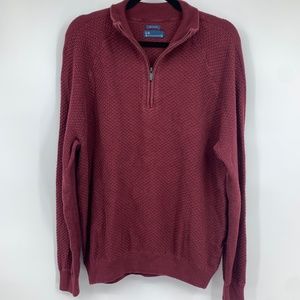 Under Armour mens large sweater pullover textured waffle casual‎ quarter zip